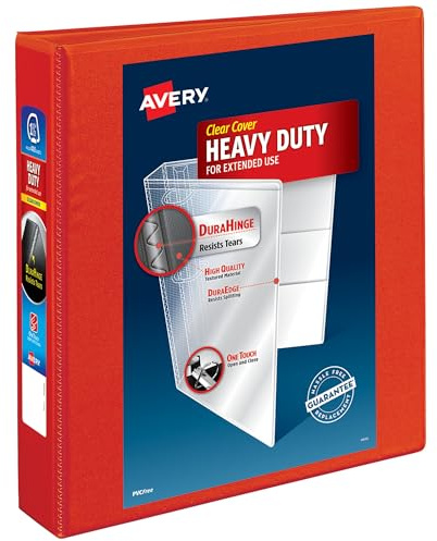 Avery Heavy Duty View Binders with One Touch EZD(TM) Ring, Holds 8-1/2 Inch x 11 Inch Paper, 1 1/2 Inch Ring , Red (79171)