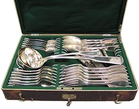 32 Set di posate da tavola, Argento ricordo di fine del XIX secolo, {}/800er e 812,5er Argento