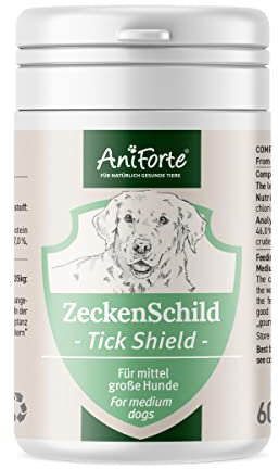AniForte Tick Shield Tablets Dogs 60pcs - Natural Tick & Flea Treatment for Medium Dogs, Easy to Use Tick Protection, Effective Repellent, Alternative to Chemical Flea Killer Sprays and Spot-on