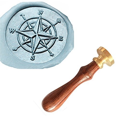 MDLG Compass Star Orientation Wax Seal Sealing Stamp Wood Handle Set Wedding Invitation Christmas Card Snail Mail Wrapping Wine Package Envelope Embellishment Sealing Wax Seal Stamp Kit