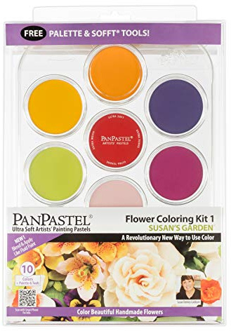 PanPastel Artist Pastels by GOLDEN, Flower Coloring 1 - Susan Tierney Cockburn Set, 10 Color, Professional Artist Pastels, Unique Pan Format (cake-like)