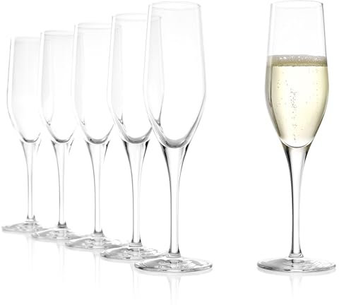 Stölzle Lausitz Sektgläser Exquisit 6er-Set 175ml – Elegante Schaumweingläser ideal für Sekt & Prosecco – Hochwertiger Sektkelch aus Kristallglas – Spülmaschinen- & Stoßfest, Made in Germany