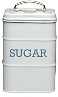 KitchenCraft - Recipiente para Azúcar Estilo Vintage, Acero Inoxidable, 11 x 17 cm, Latas para Té y Café a Juego Disponibles - Gris