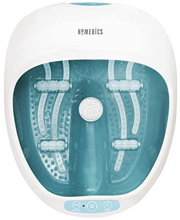 HoMedics Luxury Foot Spa Massager, Heat and Keep Warm Function, Soothing Vibration Massage Rollers, 4 Bubble Strips for Hydro Massage, 2 Pedicure Pumice Stones - Suitable up to UK Size 12/EU 47 Feet