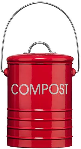 Premier Housewares 0510018 Komposteimer mit Tragegriff Ø14 x H22 cm, Rot