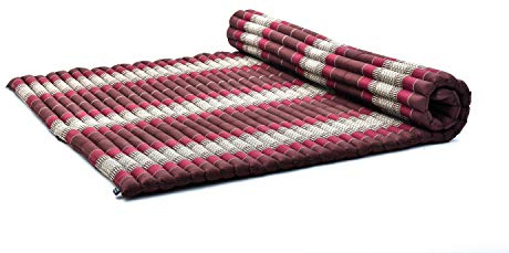 Leewadee Tappeto Thai Arrotolabile Extra Largo 190 x 145 cm Kapok Rigido | Materasso pieghevole e traspirante per dormire, yoga, meditazione & massaggio. In viaggio, campeggio o come letto ospiti