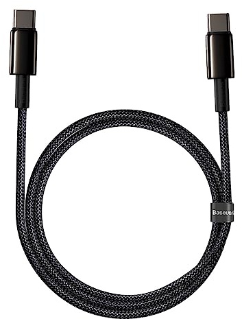 Baseus Accessories Brand Model USB-C Cable for USB-C Tungsten Gold, 100W, 1M Black