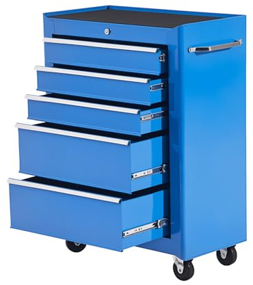 HOMCOM Carrello Porta Utensili Attrezzi Attrezzatura con Cassettiera Azzurro 61.5 x 33 x 82.5cm