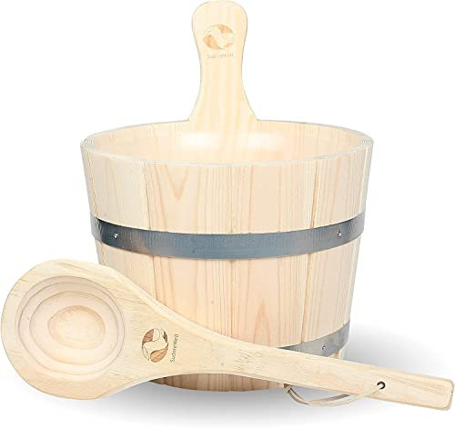 SudoreWell® Kit seau de sauna en bois de tremble - insert en plastique - louche