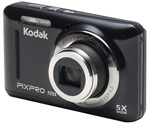 Kodak Pixpro - FZ53 - Appareil Photo Numérique Compact, Zoom Optique 5X,16 Mégapixels, Ecran LCD 2,7, Video HD 720p, Stabilisateur Optique, Flash intégré, Batterie Li-ION Rechargeable - Noir