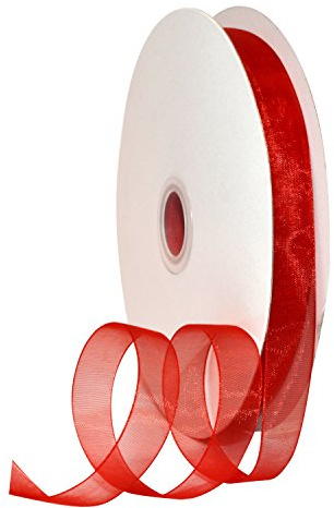 Morex Ribbon 91803/100-609 Organdy Nylon Ribbon, 5/8-Inch by 100-Yard, Red