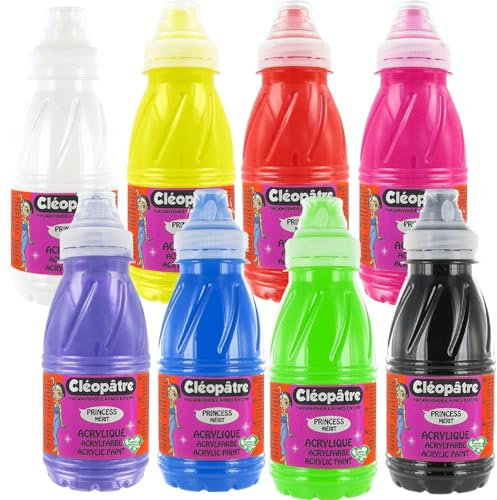 Cléopâtre - PAM250X8A - Lot de 8 Peintures Acryliques Princess Merit - Flacons 250 ml