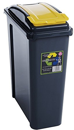 25 Litre Plastic Waste Bin with Flap Lid (Yellow)