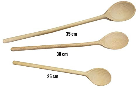 Fackelmann Lot de 3 cuillères en Bois, Marron