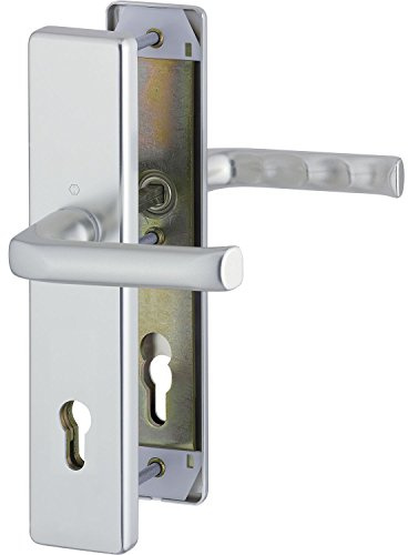 HOPPE LONDON - Maniglia per porta d'ingresso, 88 mm, colore argento anodizzato, cilindro profilato per porta di spessore 42 – 47 mm, senza protezione nucleare, test: RC2 secondo EN 1906, 1 raccordo di