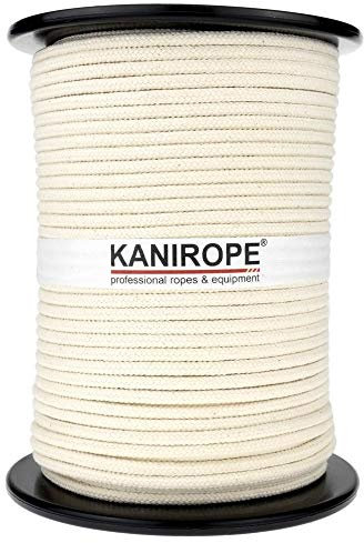 Kanirope® Corde Cordage en Coton COBRAID 6mm 100m tressée Blanc Crème