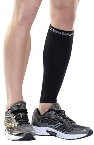 Becerro Zensah/Shin Splint compresión manga – tratar dolor de espinillas y ternero cepas – Manga de compresión para correr, baloncesto, tenis, senderismo y Jogging – Espinilleras de compresión (solo funda), mujer, negro