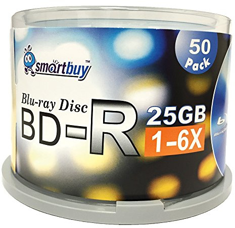 Smartbuy 200 Pack Bd-r 25gb 6X Blu-ray Single Layer Recordable Disc Logo Top Blank Data Video Media 200 Disc Spindle