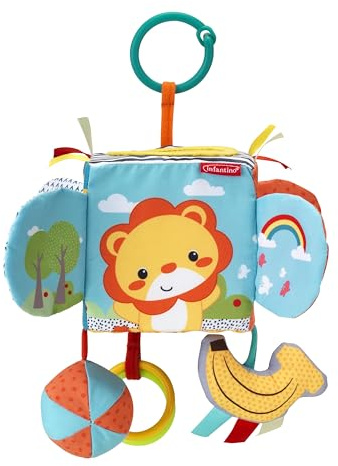 Infantino Cubo Sensorial Big Top Discovery, Juguete Educativo para el Desarrollo del Bebé, Cubo Sensorial e Interactivo, con Espejo, Anillos, Pelota, Sin BPA, para Bebés y Niños Pequeños de 3+ Meses