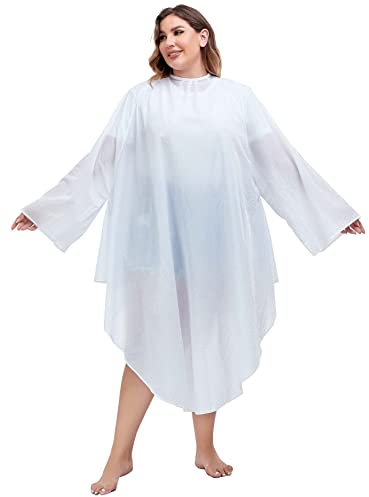 Friseur Salon Haarschneide-Kleid, Friseur Kimono Färbeumhang mit Ärmeln – Farbe: Weiß