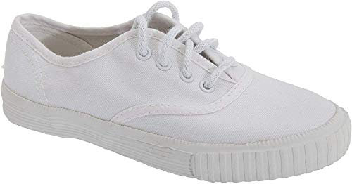 Dek Junior Lace 4 Eyelet Classic School Plimsolls - White Canvas, Mens UK 6 / EU 40
