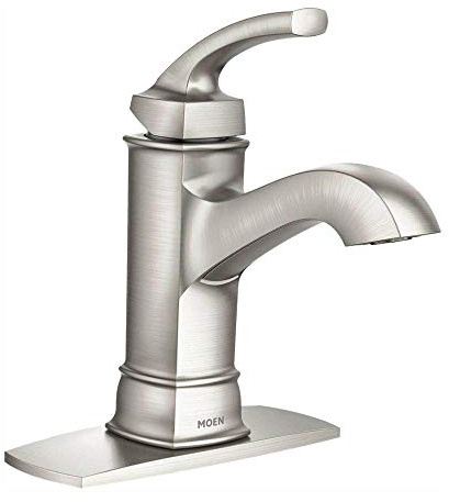 Moen WS84414MSRN Hensley Single Handle 1 Hole Bathroom Faucet, Spot Resist Brushed Nickel