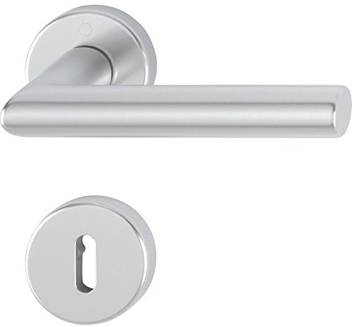 HOPPE, 3286534, Manico set con rosette Amsterdam anodizzato BB Buntbart, argento