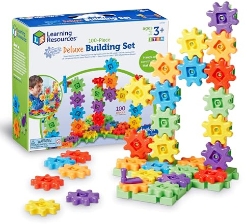 Learning Resources Gears Gears Gears, Deluxe Beginners Building Set, 100 Pieces, STEM Construction Toy for Kids, Building Toy, Develops Fine Motor Skills, Gifts for Boys & Girls Aged 3 4 5