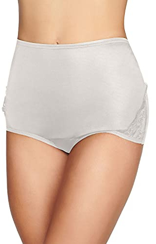 Vanity Fair Women's High Waisted Underwear, Full Coverage Ladies Panties, Perfectly Yours Briefs, Nylon Lace - Star White, 8