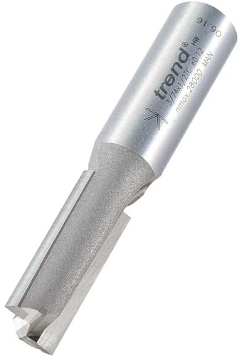 Trend Professional Straight Two Flute Router Cutter, 1/2 Inch Shank, 12mm Cut Diameter, Tungsten Carbide Tipped, 3/74X1/2TC