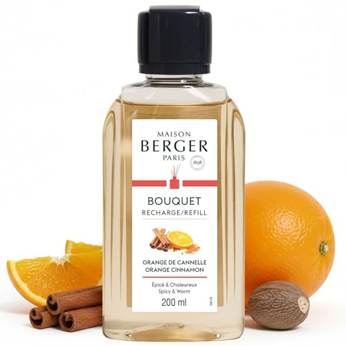 Maison Berger – Recharge Bouquet Parfumé Orange de Cannelle – Parfum d’intérieur pour la maison 200 ml – Fabriqué en France – Diffusion Longue Durée, Douce et Continue