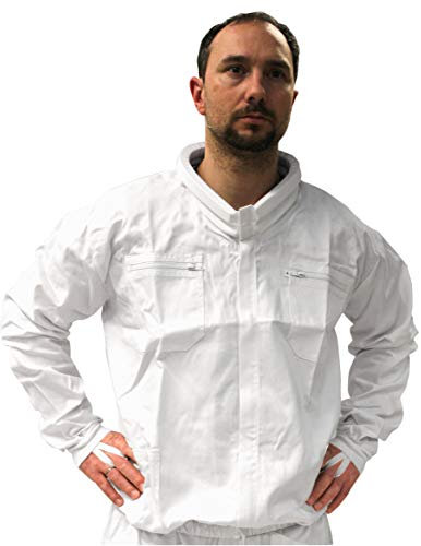 Förster-Fellnest Funktionelle Qualitäts Imkerbekleidung, Imkerjacke mit Wulstkragen zur Befestigung von Imkerschleier, Imkerhut - Reiner Baumwollstoff, mit YKK Reißerschlüssen (XS)
