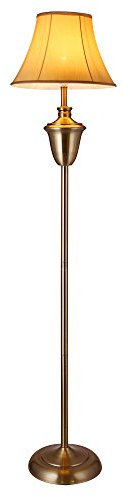 lux.pro Lampada da Terra Piantana Classica Alta 157 cm Lampada a Stelo in Ottone con Paralume in Tessuto a Forma di Cono - Beige/Marrone
