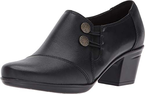Clarks Women's Emslie Warren Slip-on Loafer,Black Leather,6.5 M US