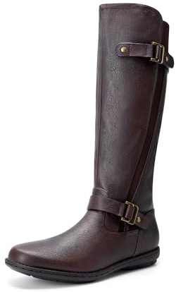 DREAM PAIRS Women's Faux Fur-Lined Tall Knee High Boots,Brown,3