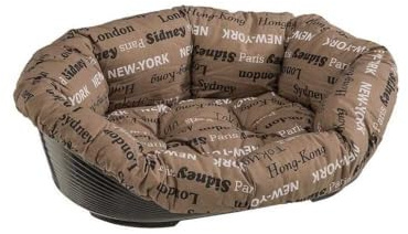 Ferplast Panier Chien et Chat avec Coussin en Coton Lavable, Lit pour Chien et Chat Rembourré, Corbeille en Plastique, Fond Perforé, Antidérapant, 73 x 55 x h 27 cm, Cities