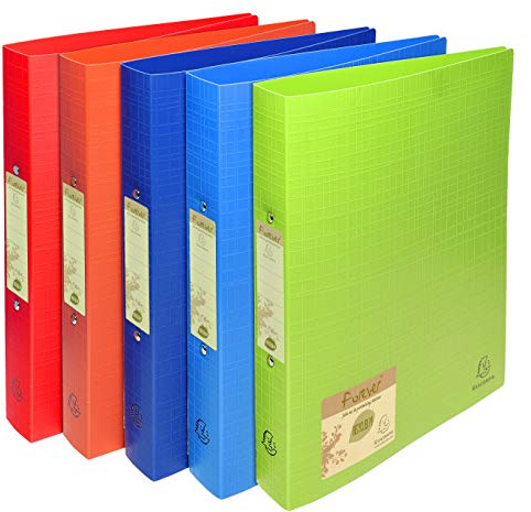 Exacompta - Ref. 542570E - Forever recycled PP semi-rigid binder - 2 round rings diameter 30 mm - Spine 40 mm - External dimensions: 32 x 26.8 cm - Format to file A4 - 4 random colors
