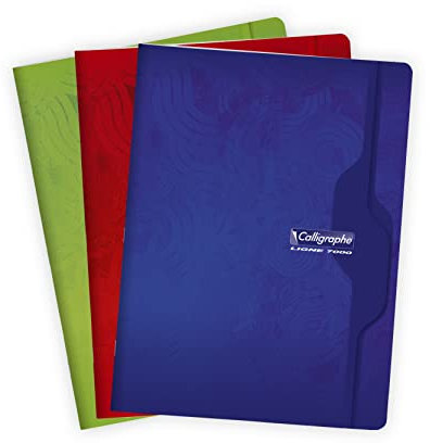 Calligraphe 7493C Un Cahier Agrafé (une Marque de Clairefontaine) - 24x32 cm - 96 Pages Grands Carreaux - Papier Blanc 70 g - Couverture Carte Recyclée Vernie - Couleur Aléatoire