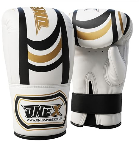 ONEX Adult Boxing Bag Gloves MMA Training Fighting Fitness Gloves Punching Mitt MMA Muay Thai Grappling Fight Mitts (Blk/Gold)