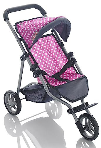 Molly Dolly My First 3 Wheeler Doll's Pushchair - Collapsible Toy Pram For Girls - Dolls Toy Buggy - Doll Stroller For 2, 3, 4, 5 Year Olds