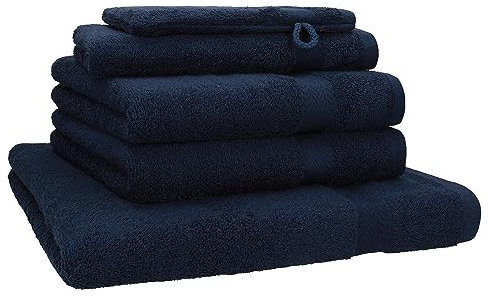 Betz Premium Frottier Handtuch-Set 5-teilig - 1x Liegetücher - 2X Handtücher - 1x Gästetücher - 1x Waschhandschuh - dunkelblau