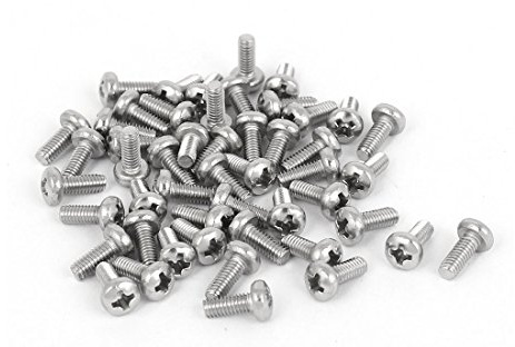 uxcell M2.5x6mm 316 Stainless Steel Phillips Pan Head Machine Screws Silver Tone 50 Pcs