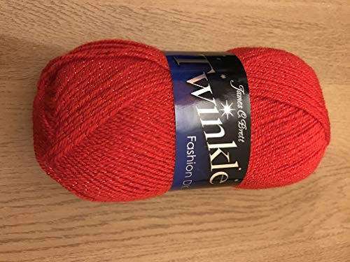 James Brett Twinkle Fashion DK Double Knitting Wool 1 x 100g Ball Glitter Yarn (Red - TK3)