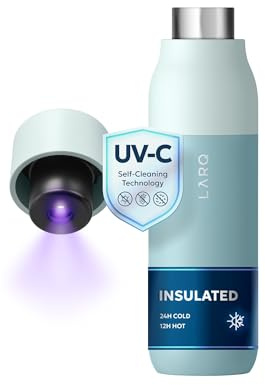 LARQ PureVis 740ml – Botella Térmica Autolimpiable con Purificador de Agua UV-C – Acero Inoxidable de Doble Pared – Hermética – Mantiene Frío y Calor – Diseño Premiado - Seaside Mint