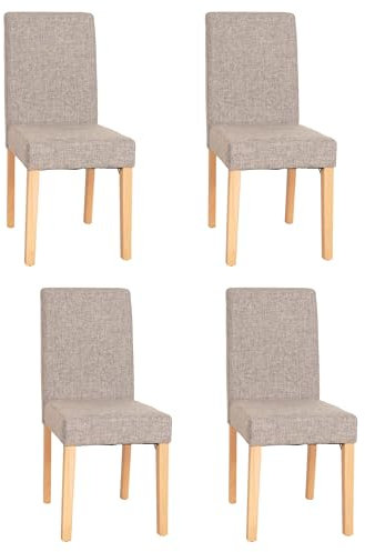 Mendler 4er-Set Esszimmerstuhl Stuhl Küchenstuhl Littau - Textil, grau, helle Beine