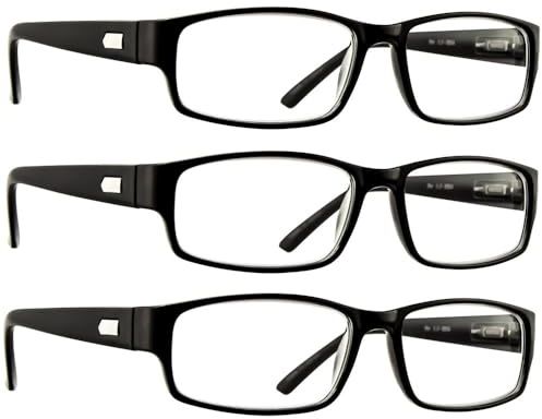 TruVision Readers Reading Glasses - 9504H - 3 Pack - Black - 1.50