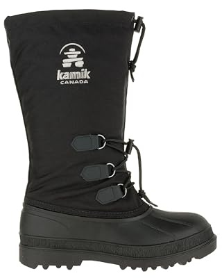 Kamik Lunar Tempo Winter Boot - Seam-Sealed Waterproof Shoes for Men - Insulated Boots - Traction Hiking Shoes Men - Adjustable Snow Collar - Self Cleaning Treads - Black - 13