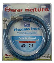 Flexible inox Gaz Naturel - Duree de vie illimitee - Longueur : 1,50 m