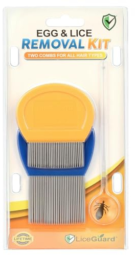 LiceGuard Lice Comb Kit, 2 x Stainless Steel Nit Combs & 1 x Magnifying Pick, Removes Lice, Nits & Eggs Fast, Suitable for Kids & Adults, All Hair Types