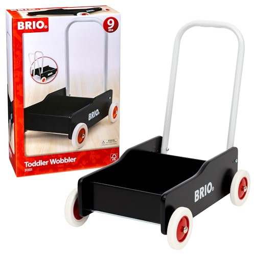 BRIO 31351 Lauflernwagen Schwarz - Klassiker für Kinder ab 9 Monaten - Verstellbarer Handgriff zum Anpassen an die Größe des Kindes und justierbare Bremse zum Einstellen der Rollgeschwindigkeit